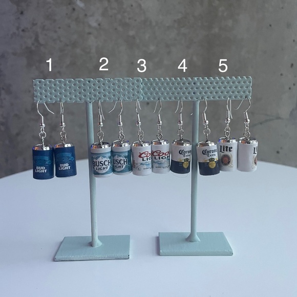 Beer Can Drop Dangle Earrings - Picture 1 of 1